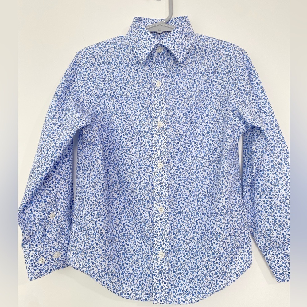 Boys Class Club Long Sleeve Point Collar Floral Button Down Shirt